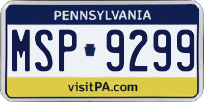 PA license plate MSP9299