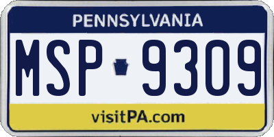 PA license plate MSP9309