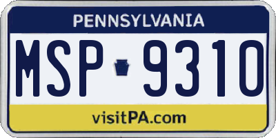 PA license plate MSP9310