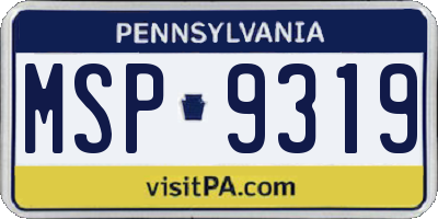 PA license plate MSP9319