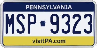PA license plate MSP9323
