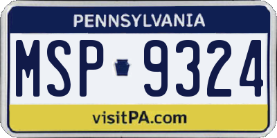 PA license plate MSP9324