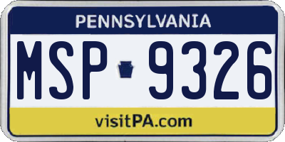 PA license plate MSP9326