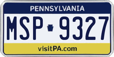 PA license plate MSP9327
