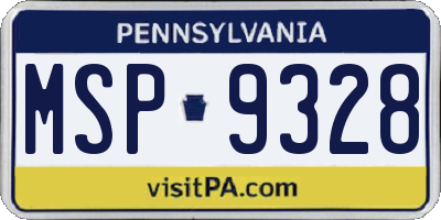 PA license plate MSP9328