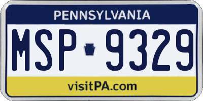 PA license plate MSP9329