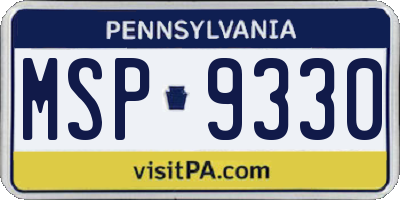 PA license plate MSP9330