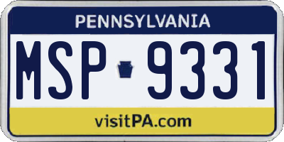 PA license plate MSP9331