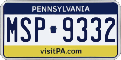PA license plate MSP9332