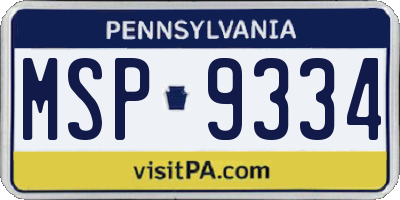 PA license plate MSP9334