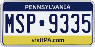 PA license plate MSP9335