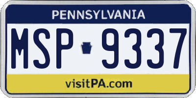 PA license plate MSP9337