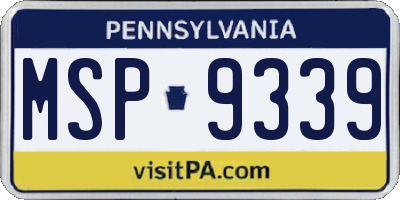 PA license plate MSP9339