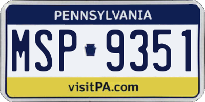 PA license plate MSP9351