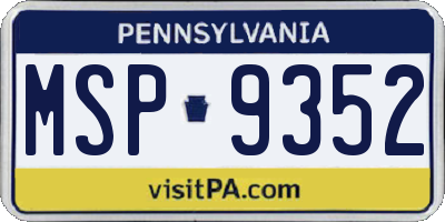 PA license plate MSP9352