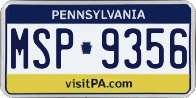 PA license plate MSP9356