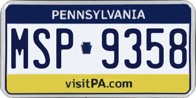 PA license plate MSP9358