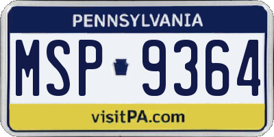 PA license plate MSP9364