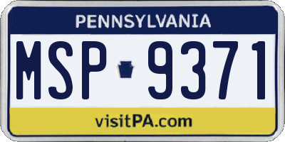 PA license plate MSP9371