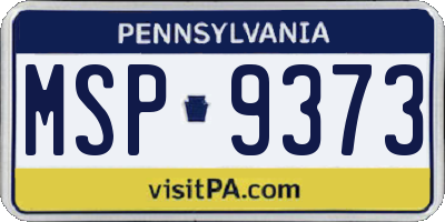 PA license plate MSP9373
