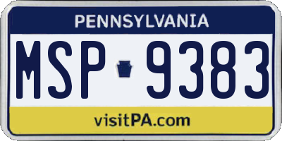 PA license plate MSP9383