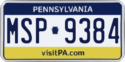 PA license plate MSP9384