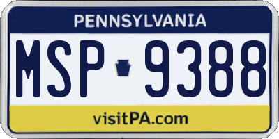 PA license plate MSP9388