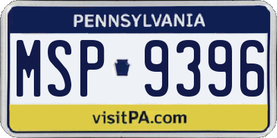PA license plate MSP9396