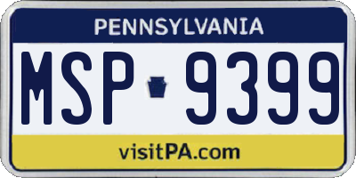 PA license plate MSP9399