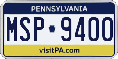 PA license plate MSP9400