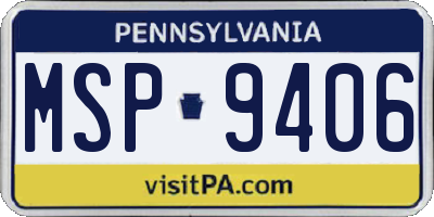 PA license plate MSP9406