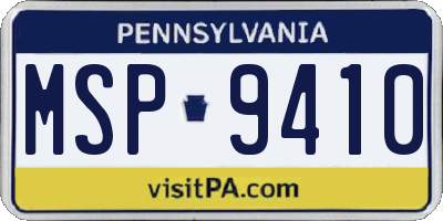 PA license plate MSP9410