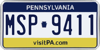 PA license plate MSP9411