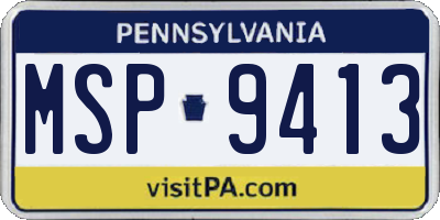 PA license plate MSP9413