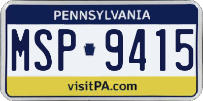 PA license plate MSP9415