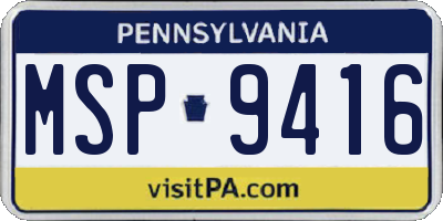 PA license plate MSP9416