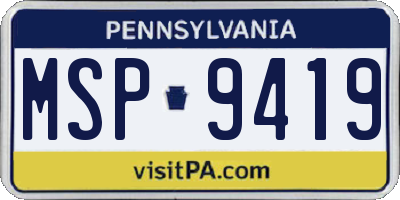 PA license plate MSP9419