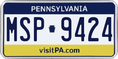 PA license plate MSP9424