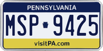 PA license plate MSP9425