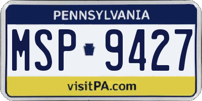 PA license plate MSP9427