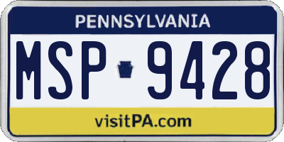 PA license plate MSP9428