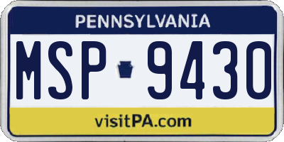 PA license plate MSP9430
