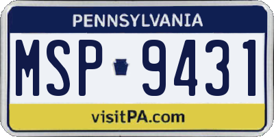 PA license plate MSP9431