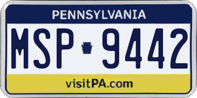 PA license plate MSP9442