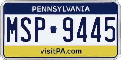 PA license plate MSP9445