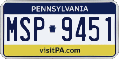 PA license plate MSP9451