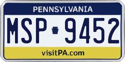 PA license plate MSP9452