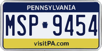 PA license plate MSP9454
