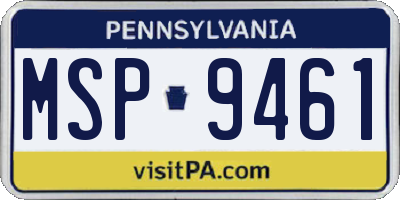PA license plate MSP9461
