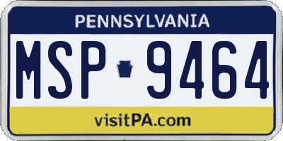 PA license plate MSP9464